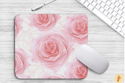 Pink Rose Pattern Art Mouse Pad Design