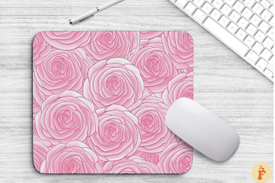 Pink Rose Pattern Art Mouse Pad Design