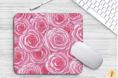 Pink Rose Pattern Art Mouse Pad Design