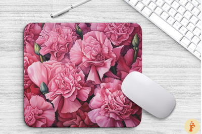 Pink Carnation Flowers Mouse Pad Design