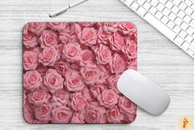 3D Pastel Pink Roses Mouse Pad Design