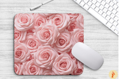 3D Pastel Pink Roses Mouse Pad Design