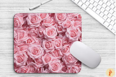 3D Pastel Pink Roses Mouse Pad Design