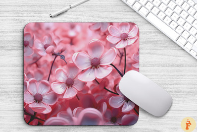 3D Pink Flowers Mouse Pad Design