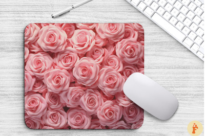 3D Pastel Pink Roses Mouse Pad Design