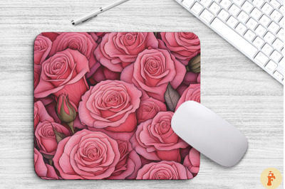 Hand Drawn Pink Roses Mouse Pad Design