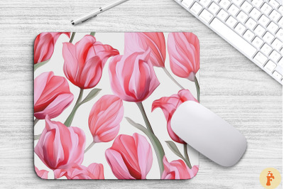 Beautiful Pink Tulip Flowers Mouse Pad