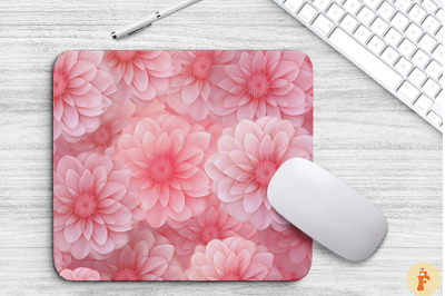 3D Soft Pink Flowers Pattern Mouse Pad