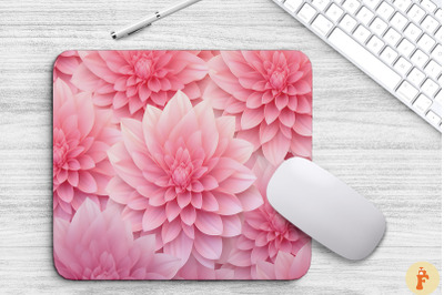 3D Soft Pink Flowers Pattern Mouse Pad