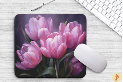 Elegant Pink Tulips Mouse Pad Design