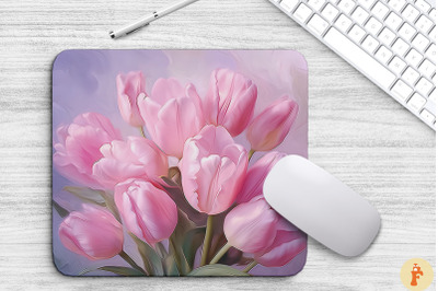 Elegant Pink Tulips Mouse Pad Design