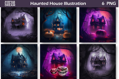 Haunted House Illustration | Halloween Background PNG
