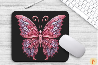 3D Pink Butterfly Mouse Pad Design