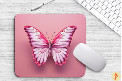 3D Pink Butterfly Mouse Pad Design