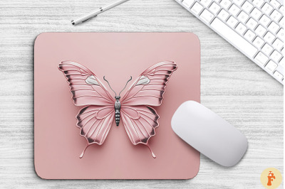 3D Pink Butterfly Mouse Pad Design