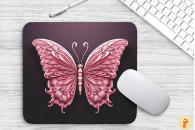 3D Pink Butterfly Mouse Pad Design