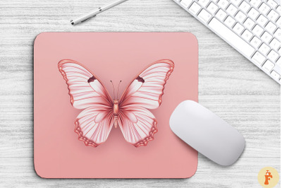 Elegant Pink Butterfly Mouse Pad Design