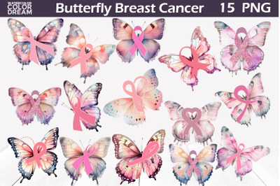 Breast Cancer Awareness | Butterfly Pink Ribbon Clipart
