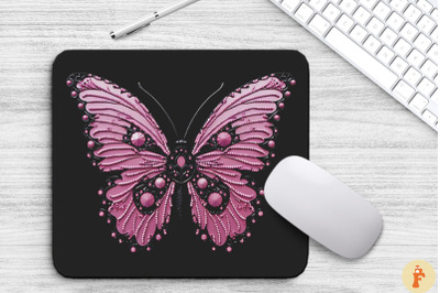 Aesthetic Pink Black Butterfly Mouse Pad