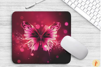 Beautiful Dark Pink Butterfly Mouse Pad