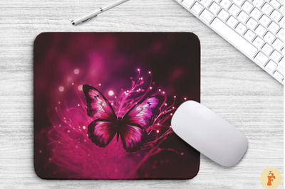 Beautiful Dark Pink Butterfly Mouse Pad