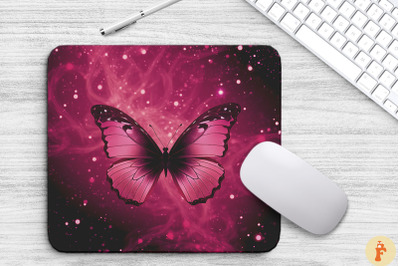 Beautiful Dark Pink Butterfly Mouse Pad