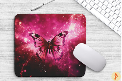 Beautiful Dark Pink Butterfly Mouse Pad