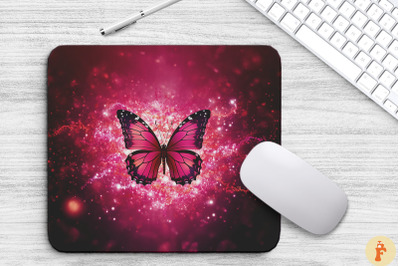 Beautiful Dark Pink Butterfly Mouse Pad