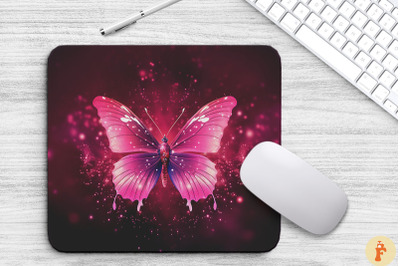 Beautiful Dark Pink Butterfly Mouse Pad