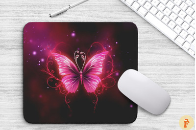 Beautiful Dark Pink Butterfly Mouse Pad