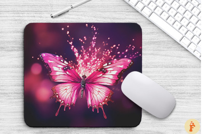 Beautiful Dark Pink Butterfly Mouse Pad