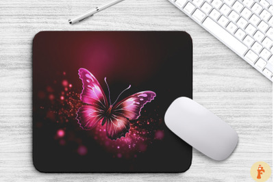 Beautiful Dark Pink Butterfly Mouse Pad