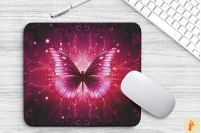 Beautiful Dark Pink Butterfly Mouse Pad