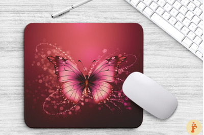 Beautiful Dark Pink Butterfly Mouse Pad