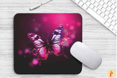 Beautiful Dark Pink Butterfly Mouse Pad