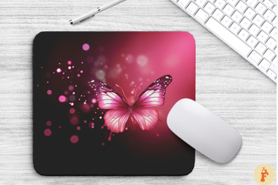 Beautiful Dark Pink Butterfly Mouse Pad