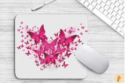 Hot Pink Butterflies Mouse Pad Design