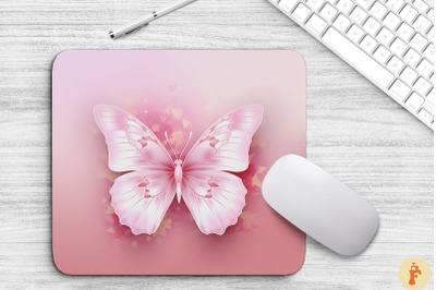 Soft Pink Butterfly Mouse Pad Design