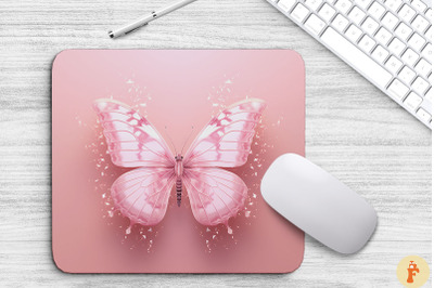 Soft Pink Butterfly Mouse Pad Design