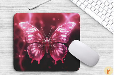 Ethereal Pink Butterfly Mouse Pad Design