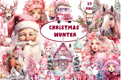 Pink Christmas Sublimation Clipart