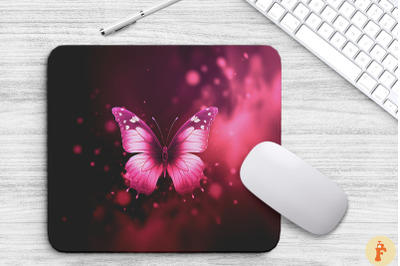 Ethereal Pink Butterfly Mouse Pad Design