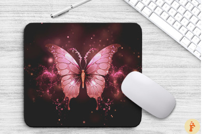 Ethereal Pink Butterfly Mouse Pad Design