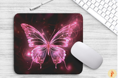 Ethereal Pink Butterfly Mouse Pad Design