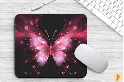 Ethereal Pink Butterfly Mouse Pad Design