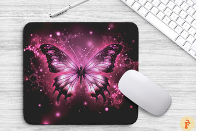 Ethereal Pink Butterfly Mouse Pad Design