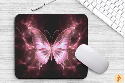 Ethereal Pink Butterfly Mouse Pad Design