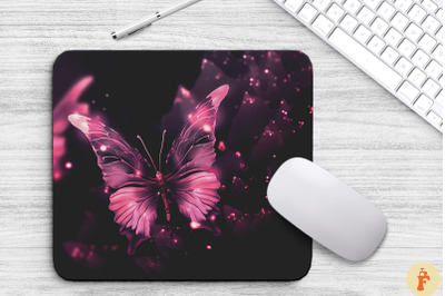 Ethereal Pink Butterfly Mouse Pad Design