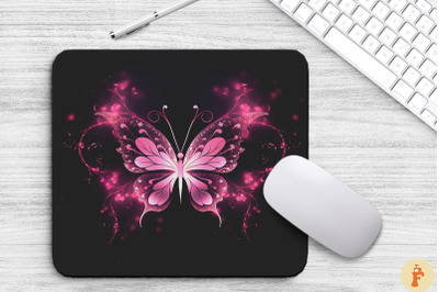 Ethereal Pink Butterfly Mouse Pad Design