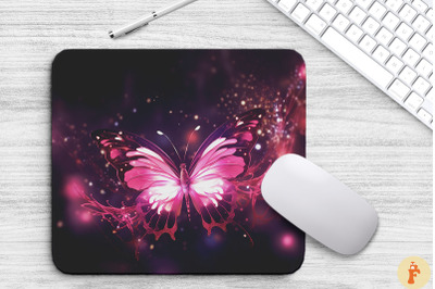 Ethereal Pink Butterfly Mouse Pad Design